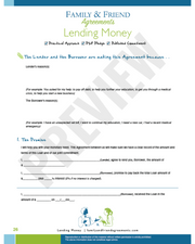 Lending Money Agreement page one preview.