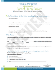 Parent Teen Driver agreement first page preview.