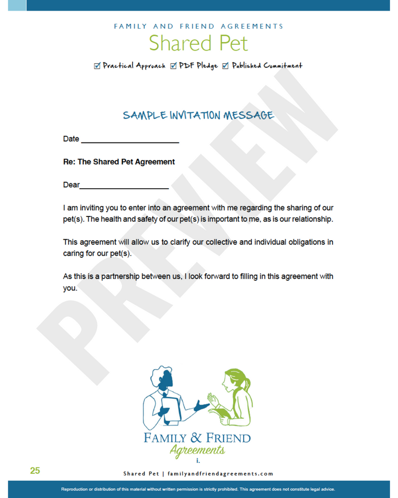 Shared Parenting agreement invitation message preview.