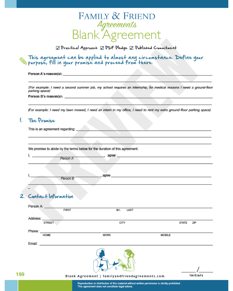 Blank Agreement for any arrangement first page preview.