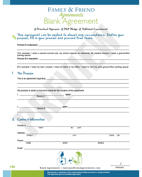 Blank Agreement for any arrangement first page preview.