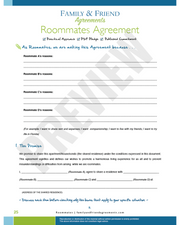 Roommate agreement first page preview.