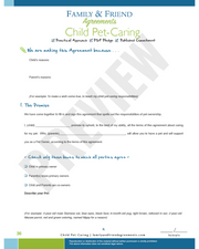 Child Pet Caring agreement first page preview.
