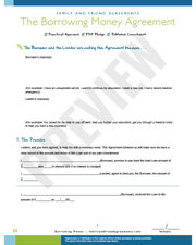 Borrowing Money agreement checklist preview.